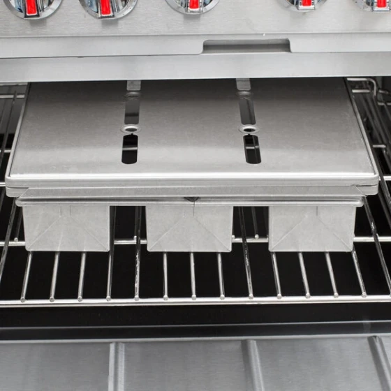 Chicago Metallic 44645 3-Strap Glazed Aluminized Steel Pullman Pan Non-Nesting Drop Cover- 16 1/4 inch X 14 3/8 inch X 1 inch