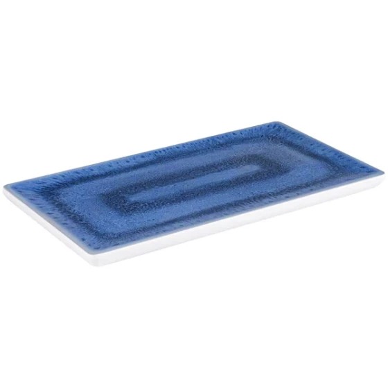 APS Blue Ocean 12 7/8" x 6 15/16" x 13/16" Rectangular Melamine Serving Tray - 12/Case