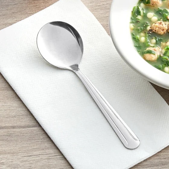 Choice Dominion 5 7/8" 18/0 Stainless Steel Bouillon Spoon - 12/Case