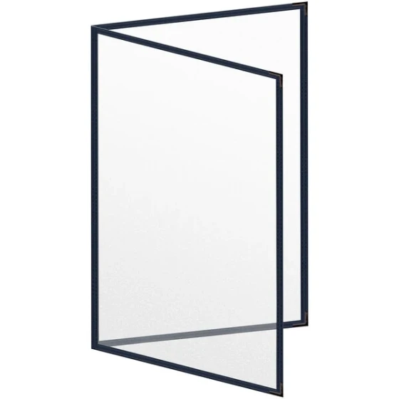 H. Risch, Inc. TED Deluxe Sewn 11" x 17" Blue 4 View Menu Cover with Black Smooth Corners and Matte Finish