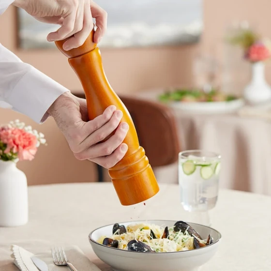 Acopa 12" Matte Brown Wooden Salt / Pepper Mill