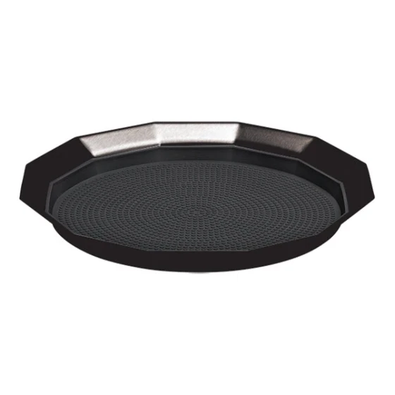 Service Ideas Metallic Elements 11" Black Onyx 12-Sided Serving Tray with Removable Non-Slip Insert TRPN119RIBSBX - 12/Case