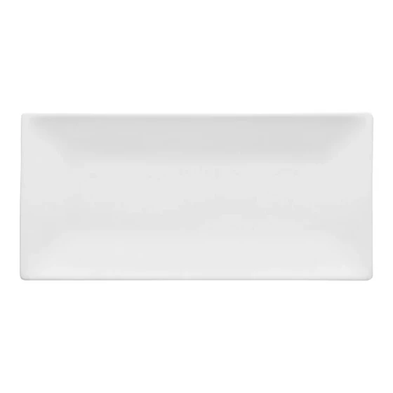 Ariane Panorama 9" x 4 5/16" Ivory Rectangular Porcelain Coupe Platter - 12/Case