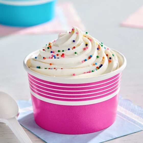 Choice 8 oz. Pink Paper Frozen Yogurt / Food Cup - 50/Pack