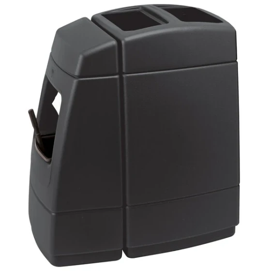 Commercial Zone 75810199 Islander Haven 1 55 Gallon Black Rectangular Open Top Trash Can with Paper Towel Dispenser, Squeegee, and Windshield Wash Station