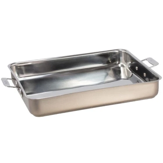 Bon Chef 60012CLDTAUPE Cucina 5 Qt. Taupe Stainless Steel Roasting Pan - 14 5/8" x 12" x 2 1/4"