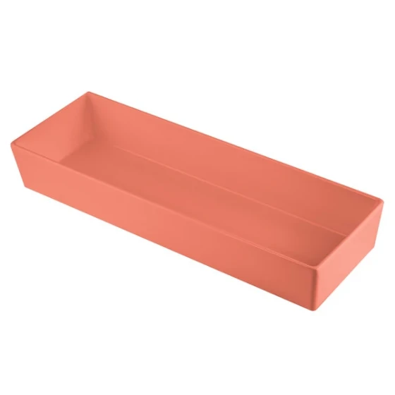 TableCraft CW5008SNX Simple Solutions 1/2 Size Long Sunset Orange Cast Aluminum Straight Sided Bowl - 3" Deep