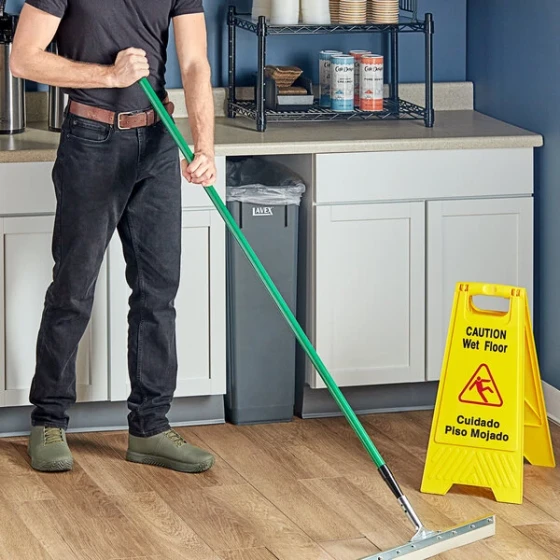 Lavex 60" Green Threaded Fiberglass Broom / Squeegee Handle