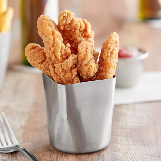TableCraft 13 oz. Square Brushed Stainless Steel Fry Cup