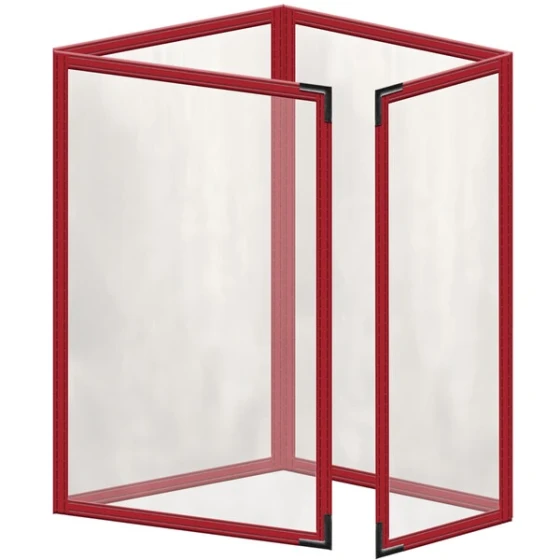 H. Risch, Inc. TETQ Deluxe Sewn 5 1/2" x 8 1/2" Red 8 View Foldout Vinyl Menu Cover with Black Smooth Corners and Gloss Finish