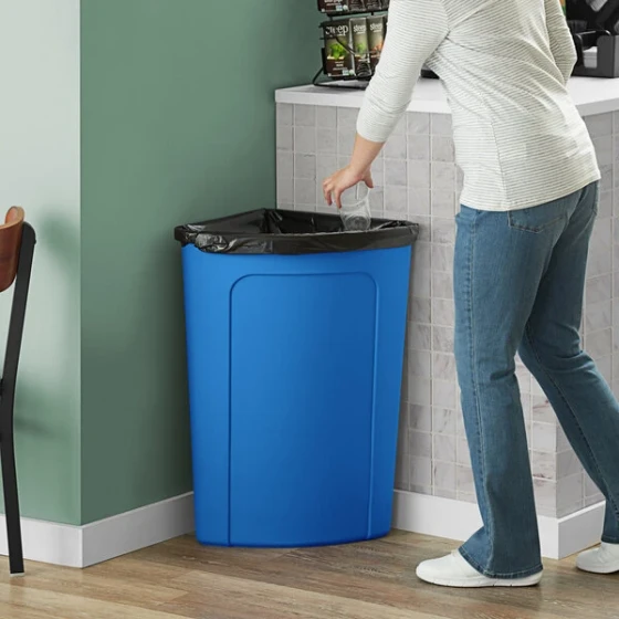 Lavex 21 Gallon Blue Corner Round Trash Can
