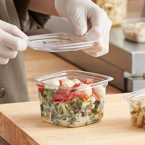 Good Natured 16 oz. Clear PLA Plastic Square Deli Container - 675/Case