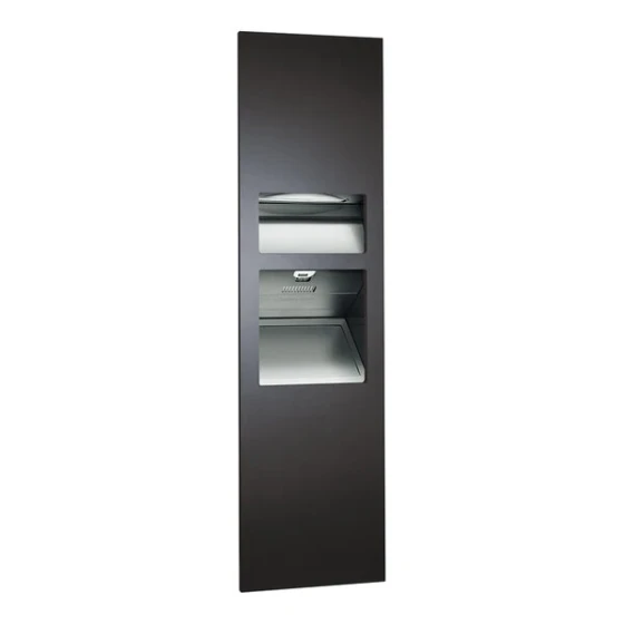 American Specialties, Inc. Piatto 10-64672-2-41 Recessed Paper Towel Dispenser with Automatic High-Speed Hand Dryer, Waste Receptacle, and Black Matte Phenolic Door - 208 / 240V