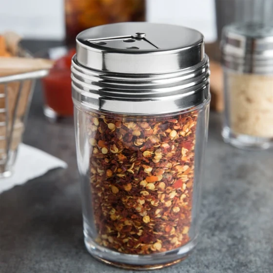 American Metalcraft GLADT6 6 oz. Clear Glass Contemporary Shaker with Adjustable Stainless Steel Dial Top