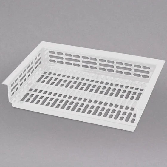 TableCraft CW1074W Simple Solutions 21 1/4" x 15 3/8" x 3" White Cast Aluminum Perforated Single Cold Well Drop-In Template