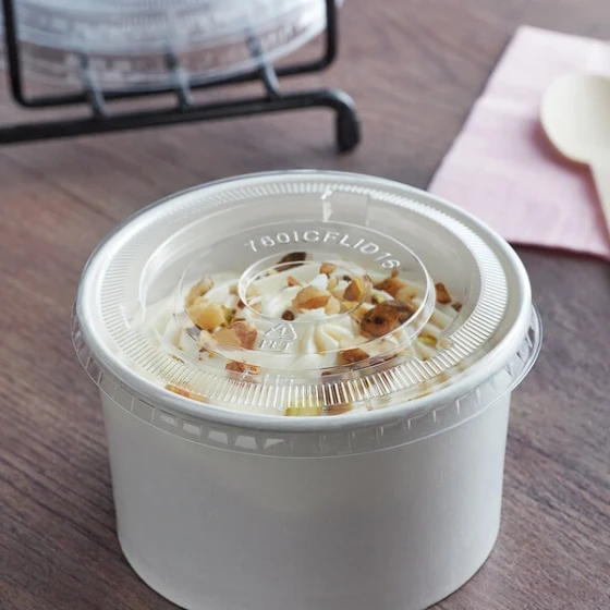 Choice 16 oz. Clear Flat Frozen Yogurt Lid with No Hole - 50/Pack