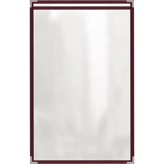 H. Risch, Inc. TES Deluxe Sewn 11" x 17" Maroon 2 View Vinyl Menu Cover with Silver Smooth Corners and Gloss Finish