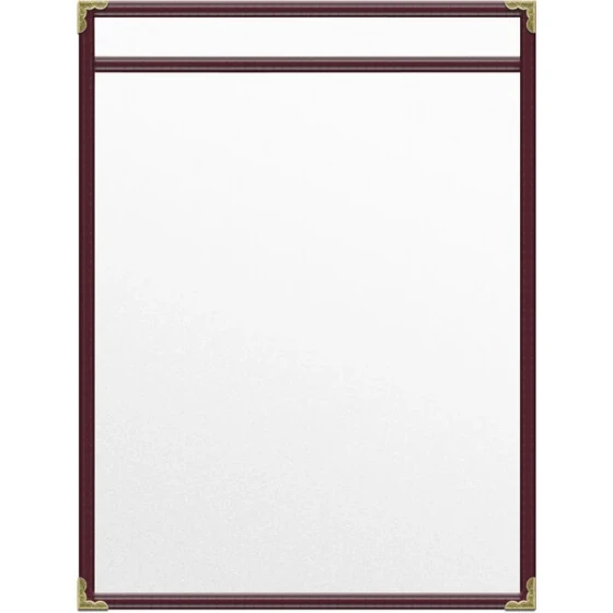 H. Risch, Inc. TES Deluxe Sewn 8 1/2" x 11" Maroon 2 View Vinyl Menu Cover with Gold Decorative Corners and Matte Finish