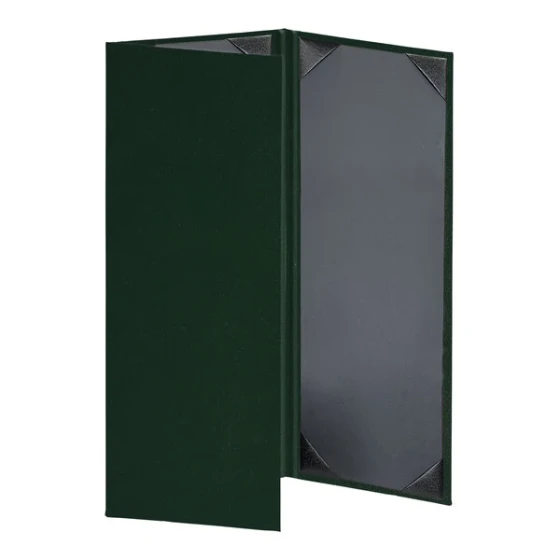H. Risch, Inc. Oakmont 4 1/4" x 11" Green 3-Panel Menu Cover with Album Style Corners