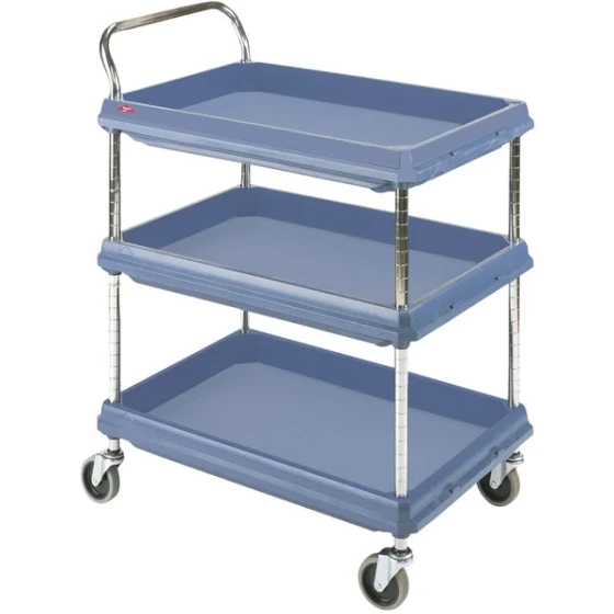 Metro BC2636-3DMB Slate Blue Utility Cart with Three Deep Ledge Shelves and Microban® Protection - 27" x 40"