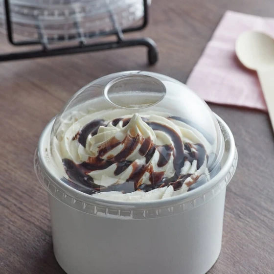 Choice 16 oz. Clear Round Dome Frozen Yogurt Lid with No Hole - 1,000/Case
