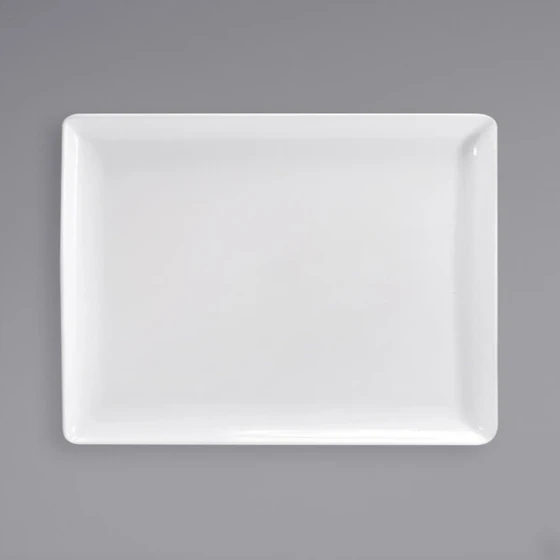 Front of the House Mod 17" x 13" Bright White Rectangular Porcelain Platter - 2/Case