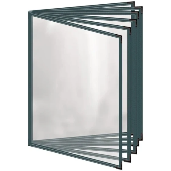 H. Risch, Inc. TE-12V Deluxe Sewn 8 1/2" x 11" Green 12 View Vinyl Menu Cover with Black Smooth Corners and Gloss Finish