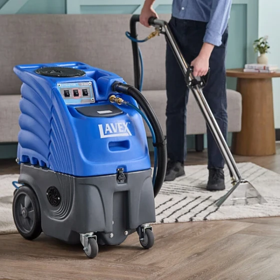 Lavex Single 3-Stage Heated Carpet Extractor with 15' Hoses and 12" Stainless Steel Wand - 6 Gallon, 100 PSI