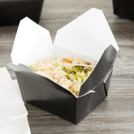 Fold-Pak 01BPBLACKM Bio-Pak Black Microwavable Paper #1 Take-Out Containers 4 3/8" x 3 1/2" x 2 1/2" - 450/Case