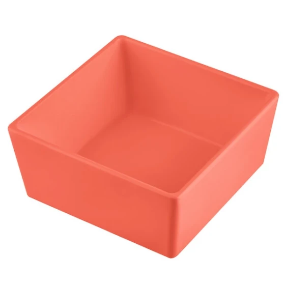 TableCraft CW5016SNX Simple Solutions 1/6 Size Sunset Orange Cast Aluminum Straight Sided Bowl - 3" Deep