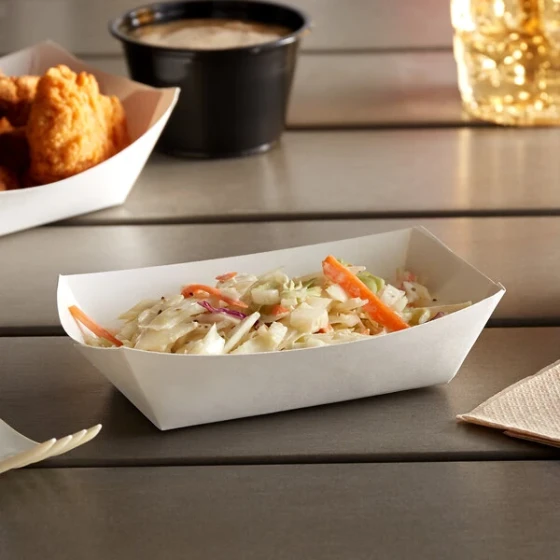 #40 6 oz. White Customizable Paper Food Tray - 1,000/Case