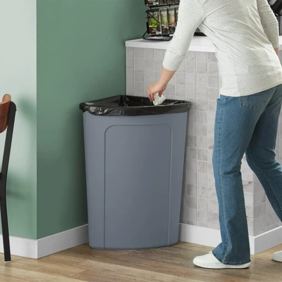 Lavex 21 Gallon Gray Corner Round Trash Can