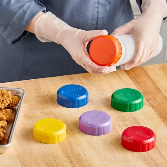 San Jamar 8573CC Assorted Colors Solid Cap for 20 oz. EZ-KLEEN® Sauce Bottles - 6/Case