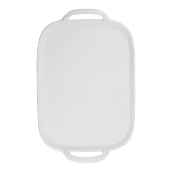 TableCraft 20 1/4" x 14 1/4" Rectangular Faux Cast Iron White Melamine Serving Tray - 6/Case