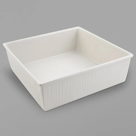 Bon Chef 9500PWHT 245 oz. White Sandstone Finish Cast Aluminum Straight Sided Square Bowl