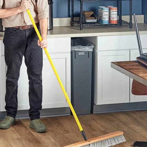 Lavex 60" Yellow Threaded Fiberglass Broom / Squeegee Handle