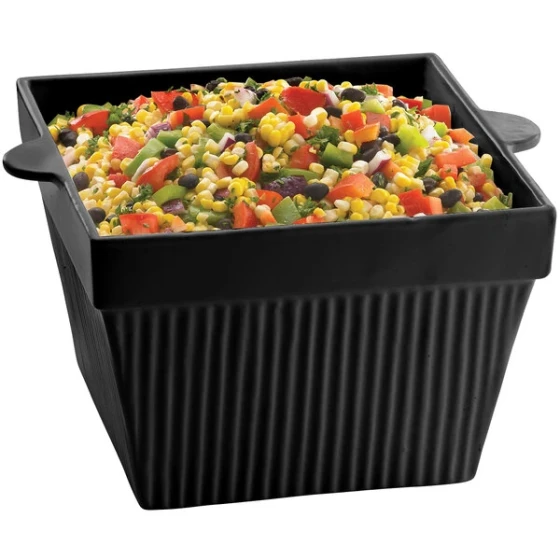 TableCraft CW1490BK 6.5 Qt. Black Cast Aluminum Square Bowl