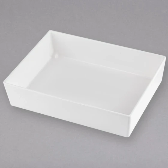 TableCraft CW5004W Simple Solutions 1/2 Size White Cast Aluminum Straight Sided Bowl - 3" Deep