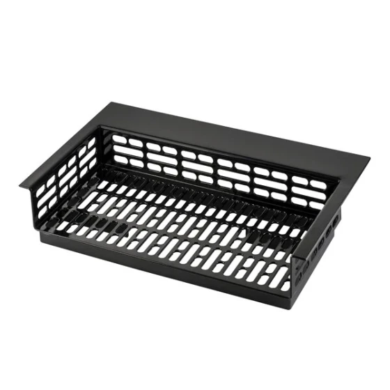 TableCraft CW1080BK Simple Solutions 21 1/4" x 12 7/8" x 5" Black Cast Aluminum Perforated Single Cold Well Drop-In Template