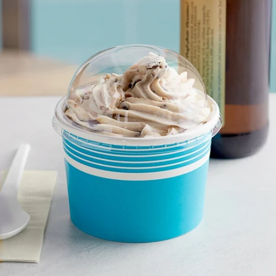 Choice 12 oz. Blue Paper Frozen Yogurt / Food Cup with Dome Lid - 50/Case