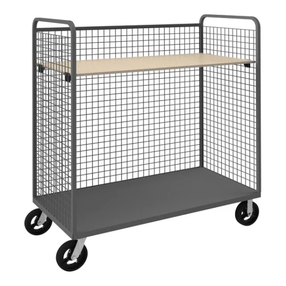 Durham Mfg 30" x 48" 14 Gauge Steel 3-Sided Wire Cart with 1 Adjustable Shelf W3ST-304868-1AS-8MR95