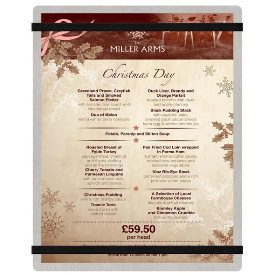 Menu Solutions ALSIN811-RB Alumitique 8 1/2" x 11" Customizable Brushed Aluminum Menu Board with Black Bands