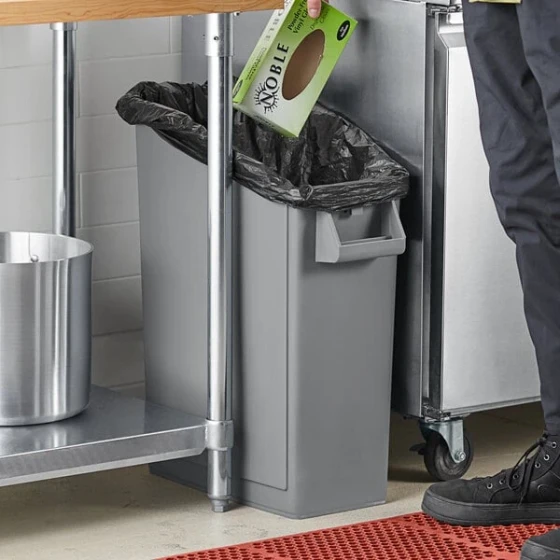 Lavex 52 Qt. / 13 Gallon Gray Rectangular Under-Counter Trash Can