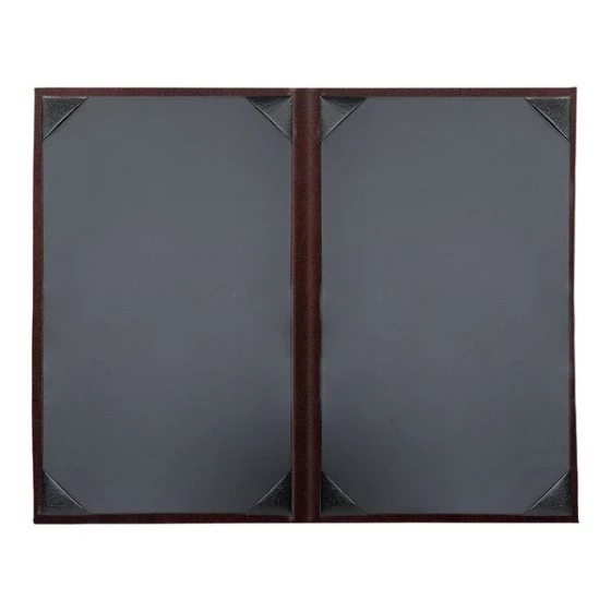 H. Risch, Inc. 8 1/2" x 14" Wine Tuxedo Leather Customizable 2 View Menu Cover with Picture Corners