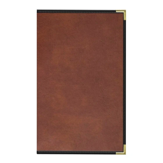H. Risch, Inc. 8 1/2" x 14" Brown Tuxedo Leather Customizable 2 View Menu Cover with Interior Pockets