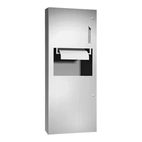 American Specialties, Inc. Simplicity 10-64696-6 Semi-Recessed Lever-Operated Roll Paper Towel Dispenser with 9.4 Gallon Waste Receptacle