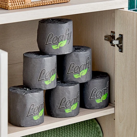 Leafy 4" x 4" Individually-Wrapped 2-Ply 500 Sheet Bamboo Toilet Paper Standard Roll - 80/Case