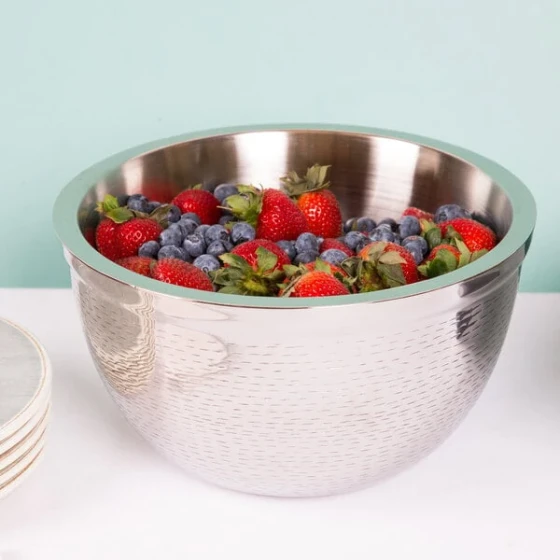 TableCraft RB11 Remington 5 Qt. Round Stainless Steel Double Wall Bowl - 11 1/4" x 6 1/2"