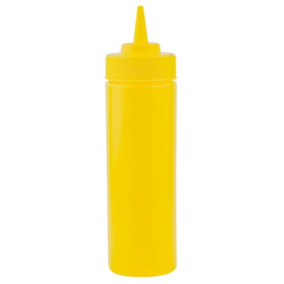 TableCraft 11253M 12 oz. Yellow WideMouth™ Cone Tip Squeeze Bottle with 53 mm Opening - 12/Pack