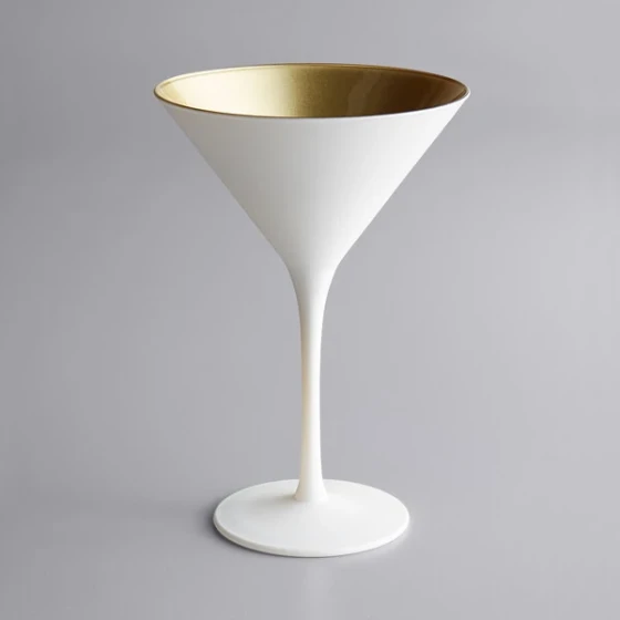Stolzle Glisten from Global Tableware Collective 8.5 oz. Matte White/Gold Martini Glass - 6/Case